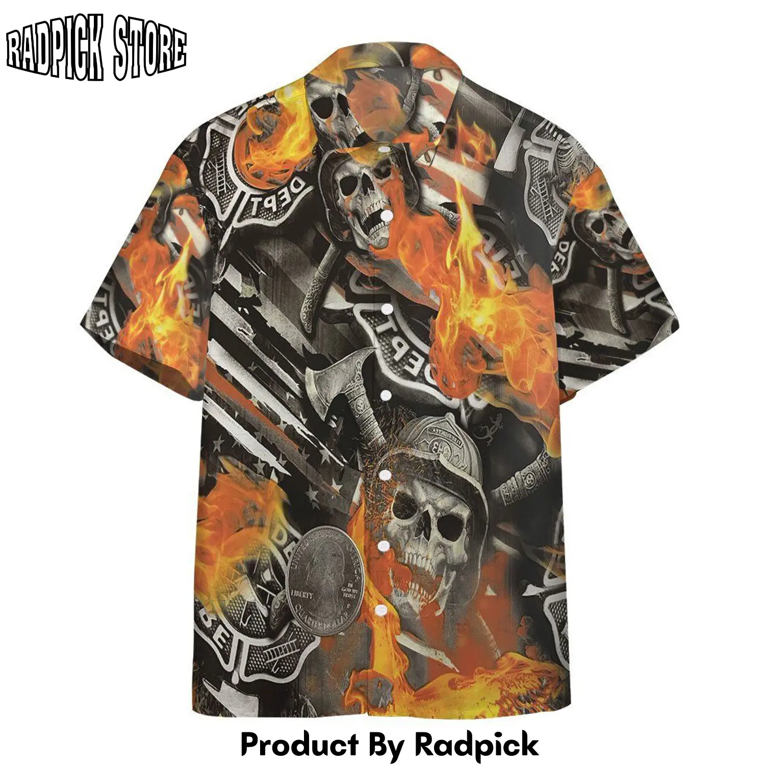 Radpick 3d skull firefighter custom hawaii shirt rp292257